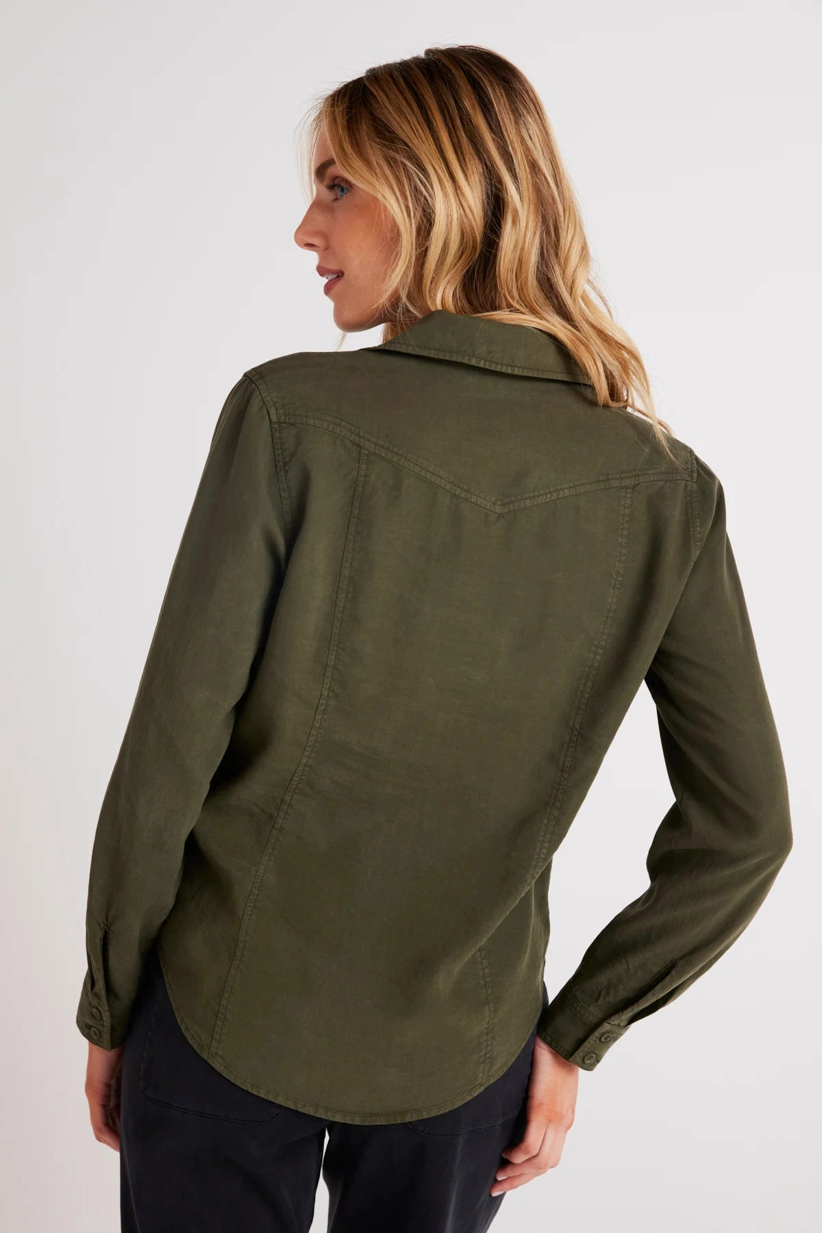 FlatlockStitching Retro Style Long Sleeve Seamed Shirt