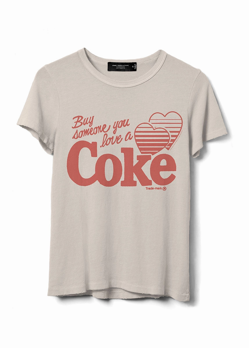 High Stretch Fabric Contrast Stitching Share A Coke Tee - Birch