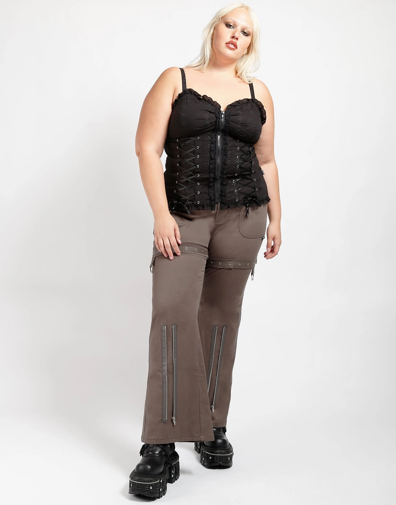 tech fabric CURVE SUPER EYELET PANT OLIVE