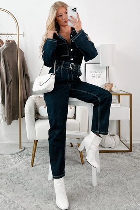 Shopping Essential Harvest Hopes Denim Jumpsuit (Dark Indigo)