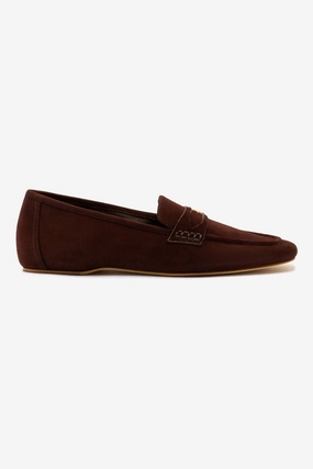 Suki Flat Loafer In Brown Suede Light Flex