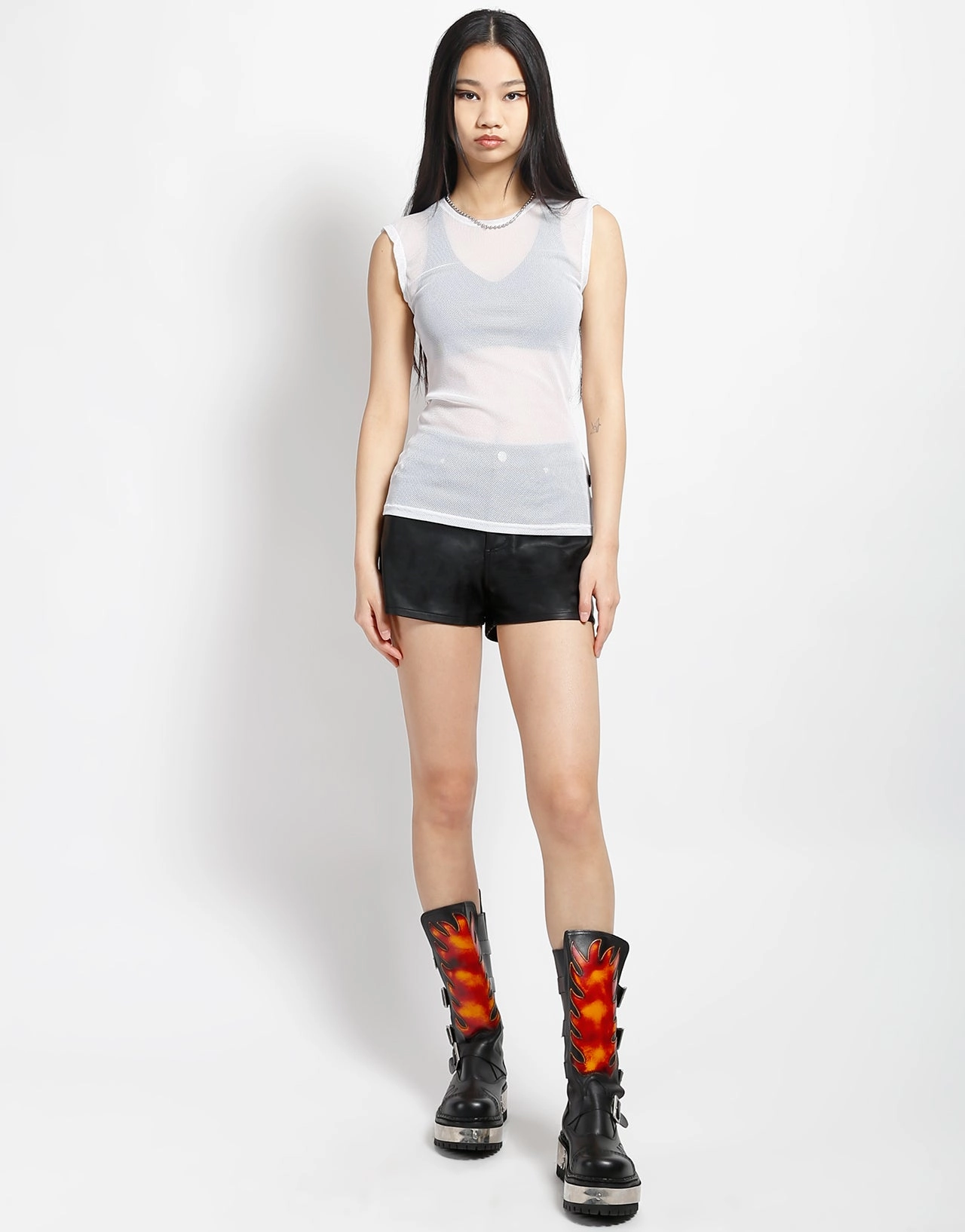 Comfortable Fabric MUSCLE TANK FISHNET WHITE