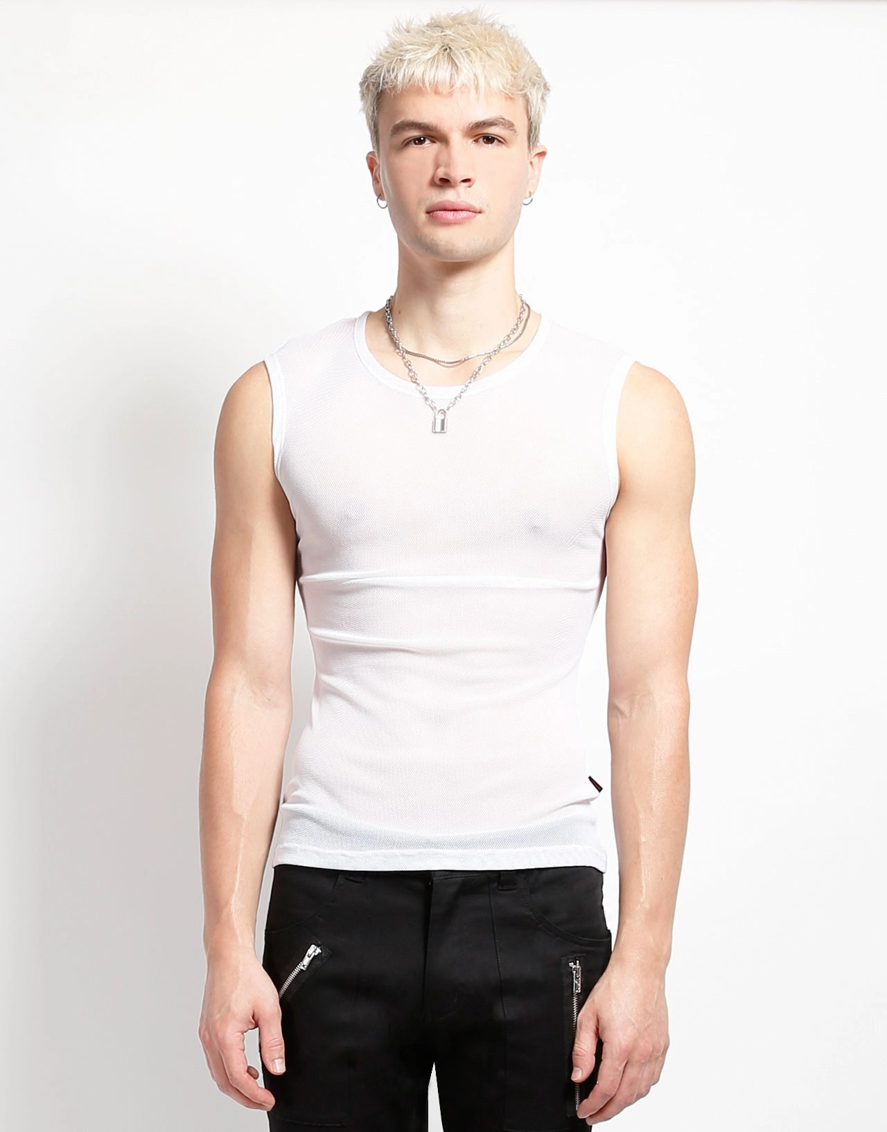 MUSCLE TANK FISHNET WHITE Minimalist Styling