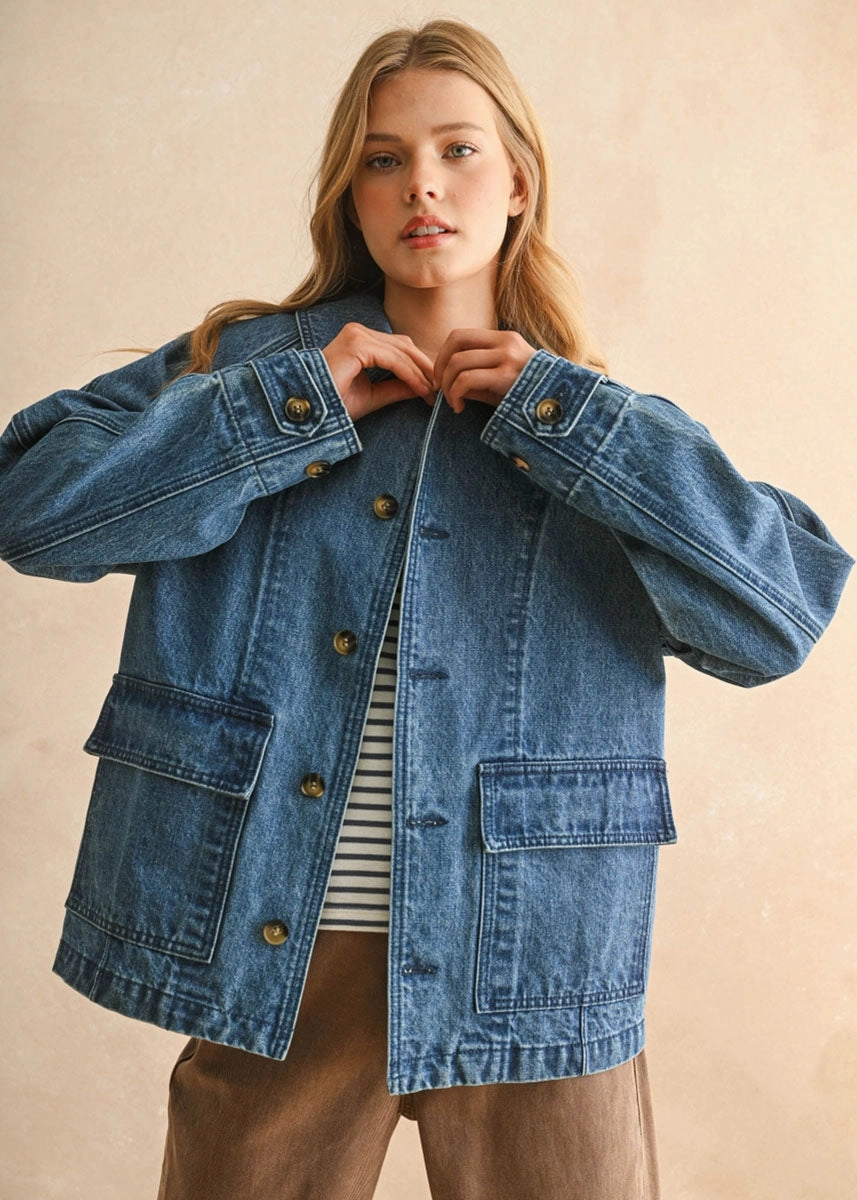 Wind Resistant Lining BondedZipperGuards Lucie Casual Denim Jacket