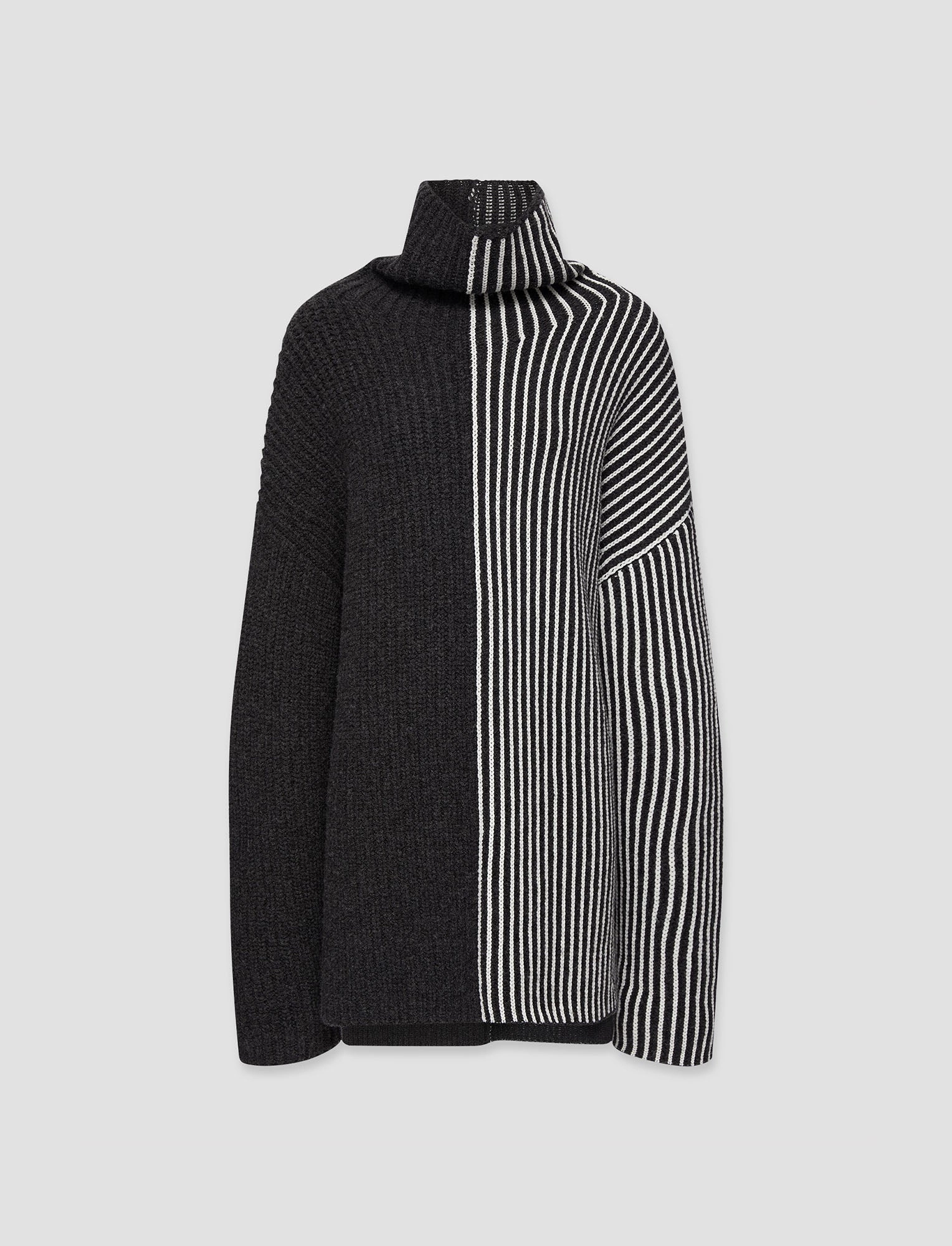 Clean Style Graphic Cardigan Stitch High Neck Jumper