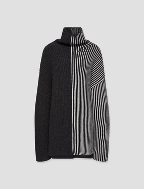 Graphic Cardigan Stitch High Neck Jumper Compression Fit Technology