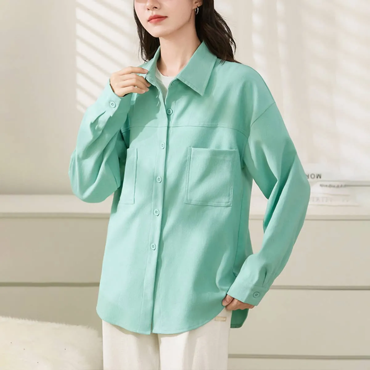 COMMUTER STYLE LONG-SLEEVED SLIMMING SHIRT_CWTBLL0905 ZeroWasteProduction
