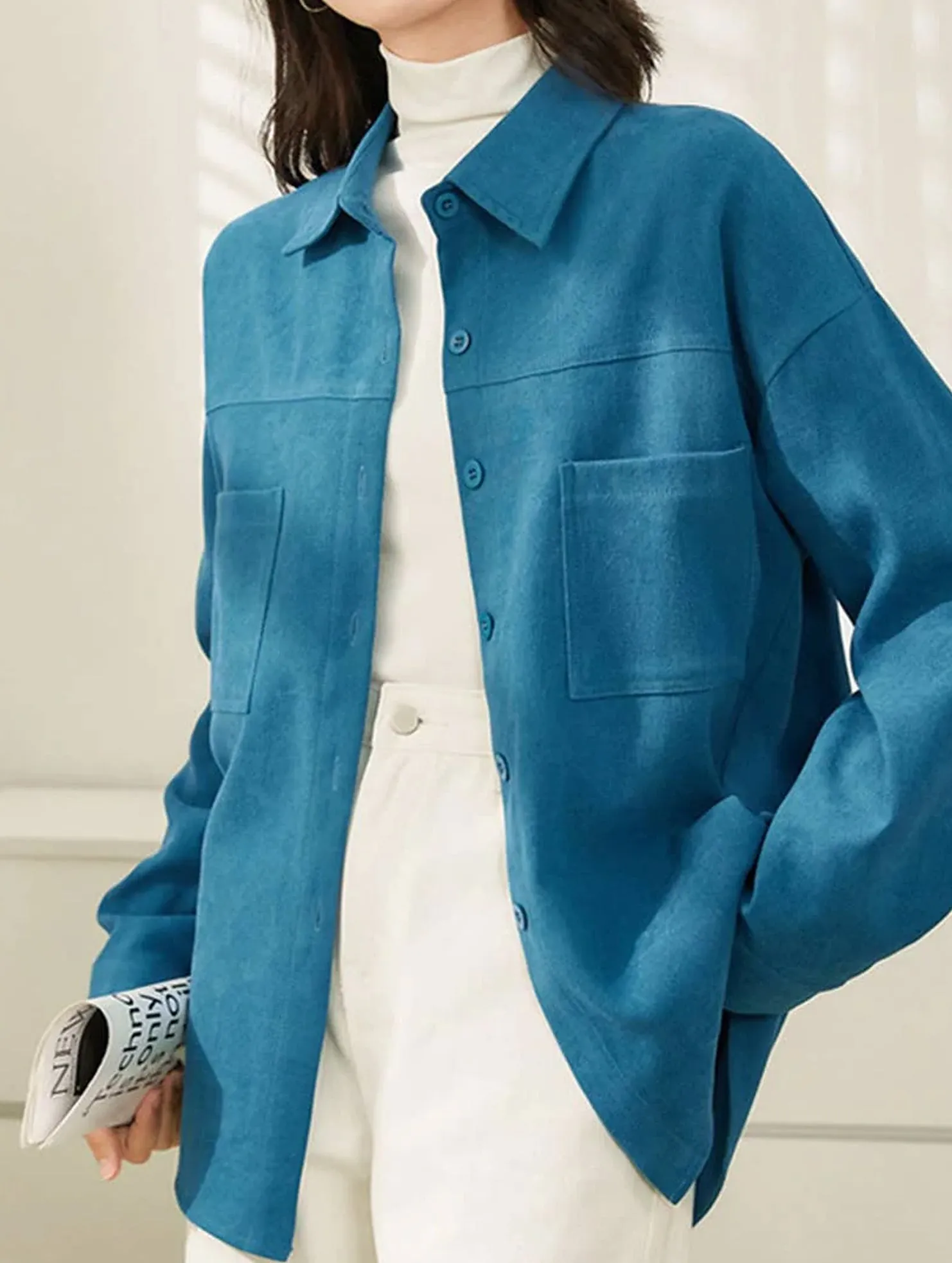 Simple Pullover COMMUTER STYLE LONG-SLEEVED SLIMMING SHIRT_CWTBLL0905