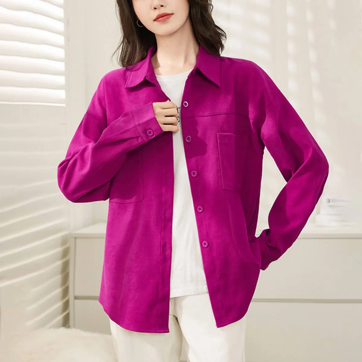 COMMUTER STYLE LONG-SLEEVED SLIMMING SHIRT_CWTBLL0905 RollUpCuff