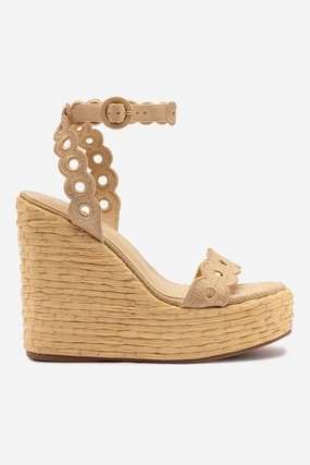 Injection molded Active Outdoor Shoes Florence Broderie Wedge In Beige Raffia