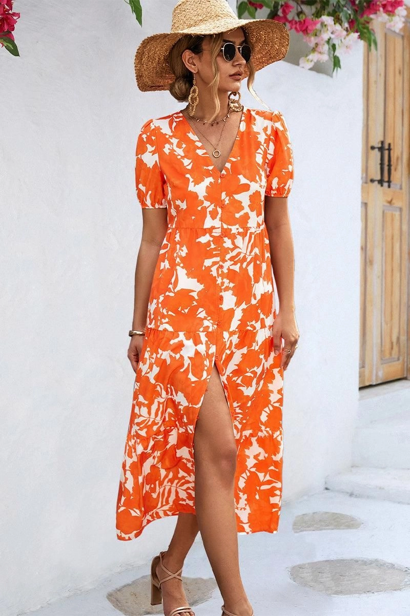 FLORAL PRINTING WOMEN SLIT DRESS Bold Touch