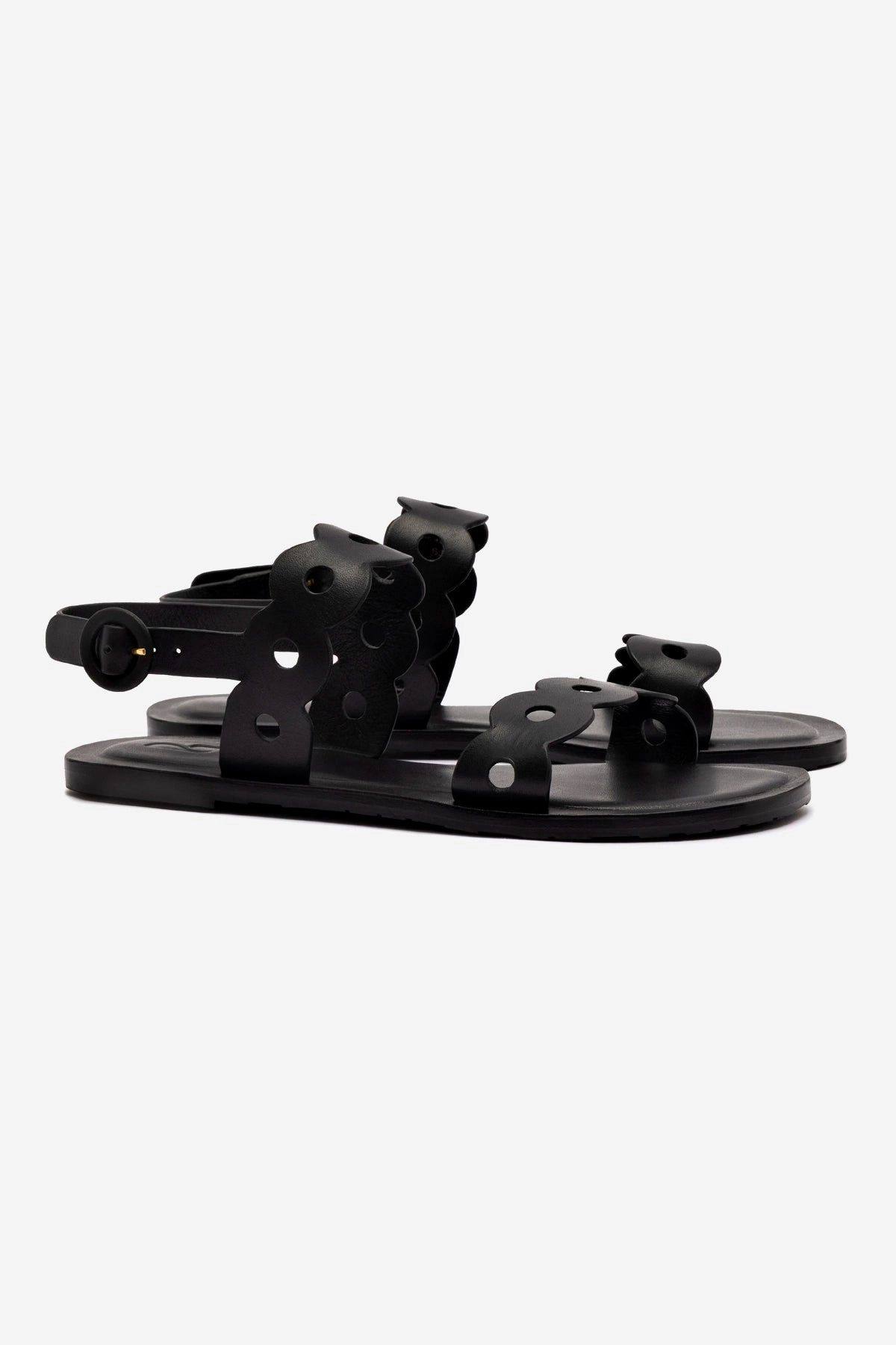 Bendable Easy Style Footwear Florence Flat Sandal In Black Leather