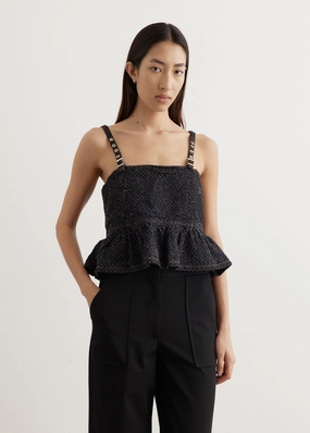 Fluffy Denim Strap Top Universal Style