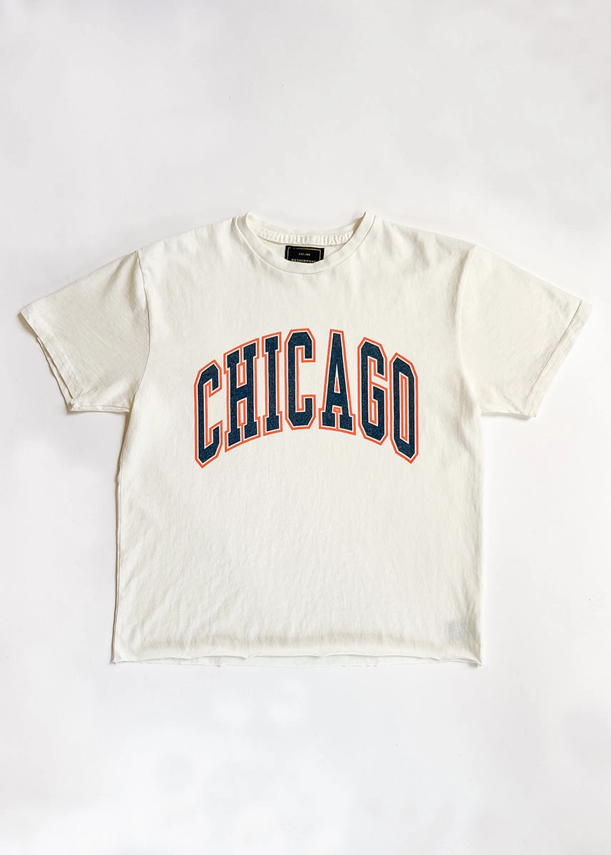 Chicago Varsity Heavyweight Crop Tee - Navy & Orange AntiPill Surface