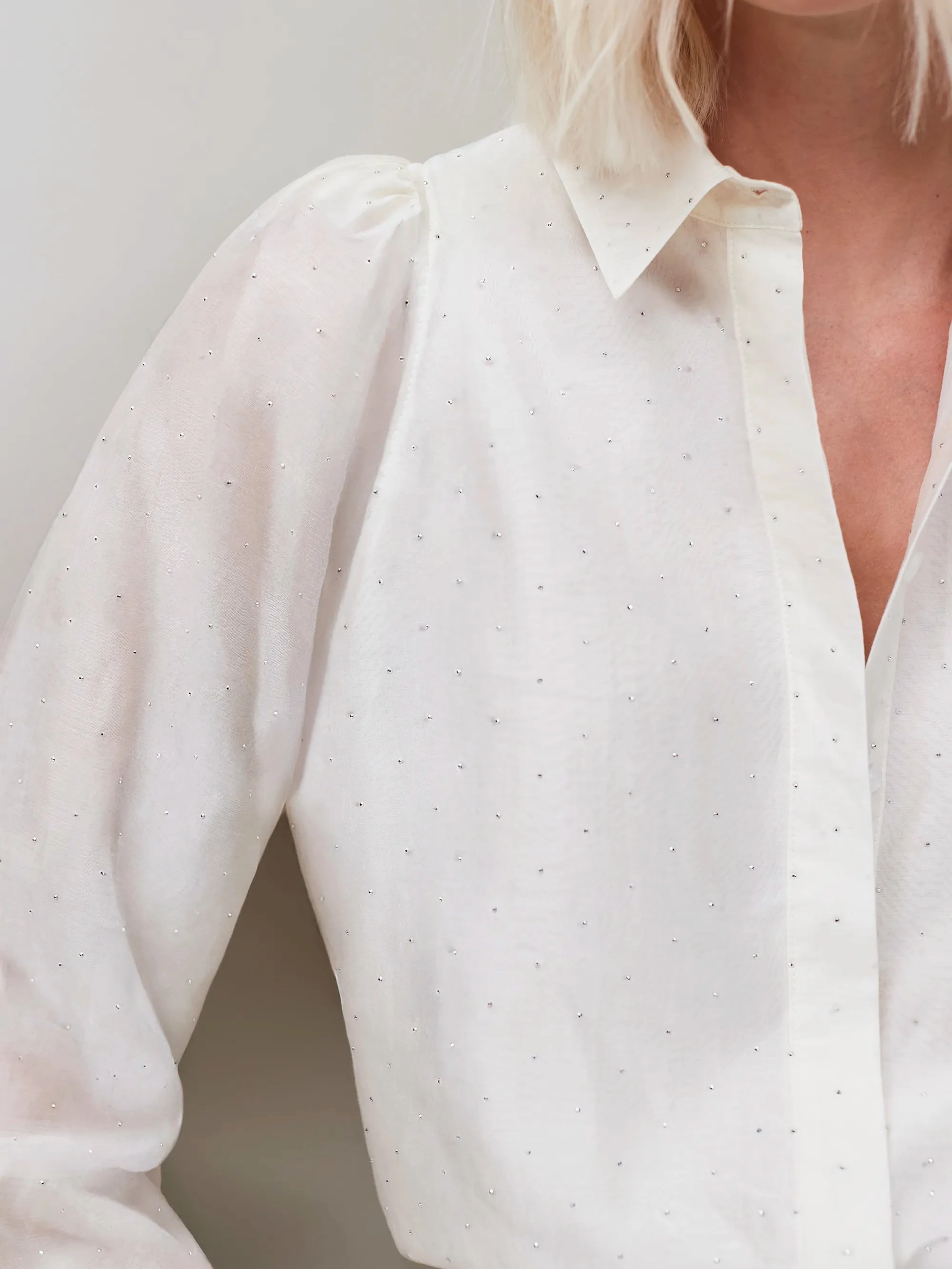 Ivory Mini Diamante Shirt Buttery Soft Handfeel PunctureResistantReinforcement