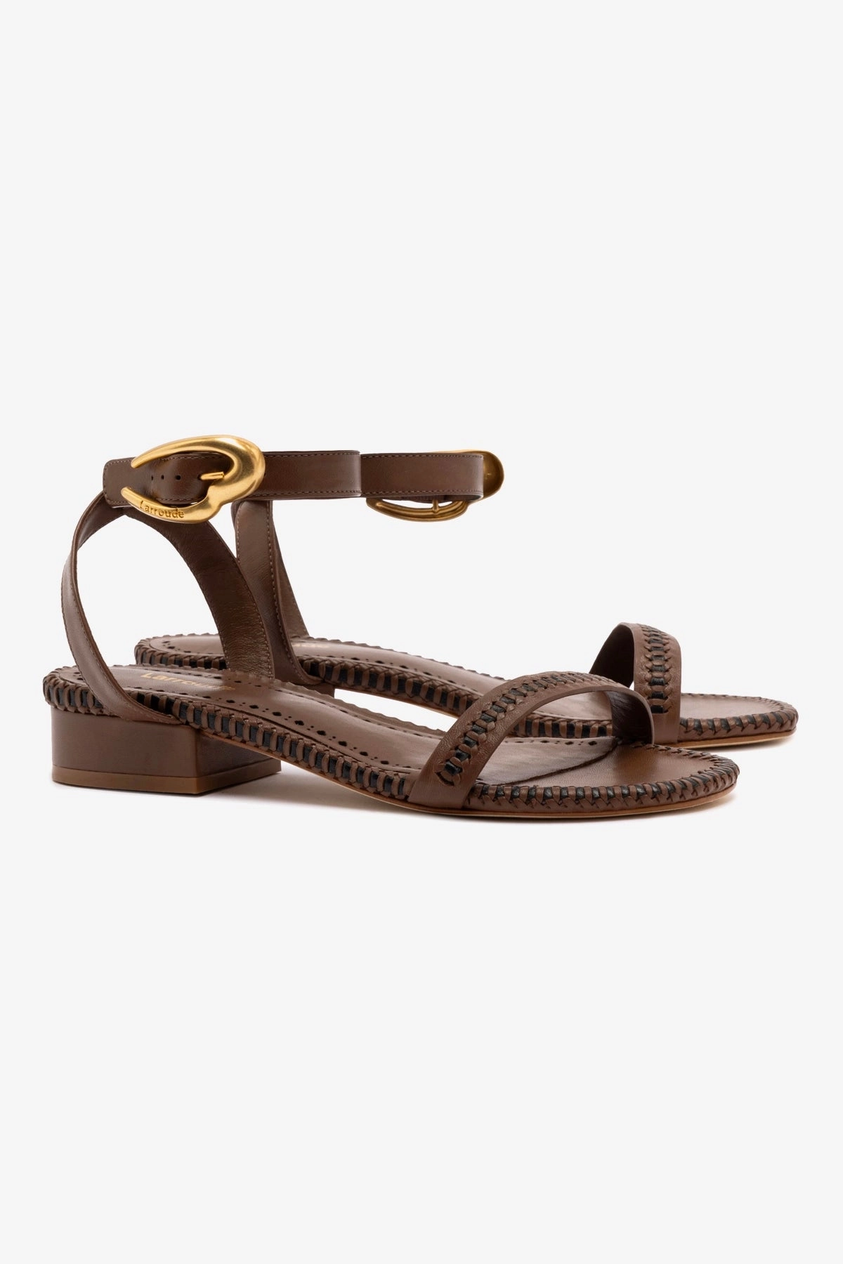 Comfortable Look Verona Flat Sandal In Burnt Umber Leather