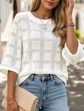 HOLLOW SUN PROTECTION KNITTED SWEATER COVER Everyday Style Snag Proof Weave