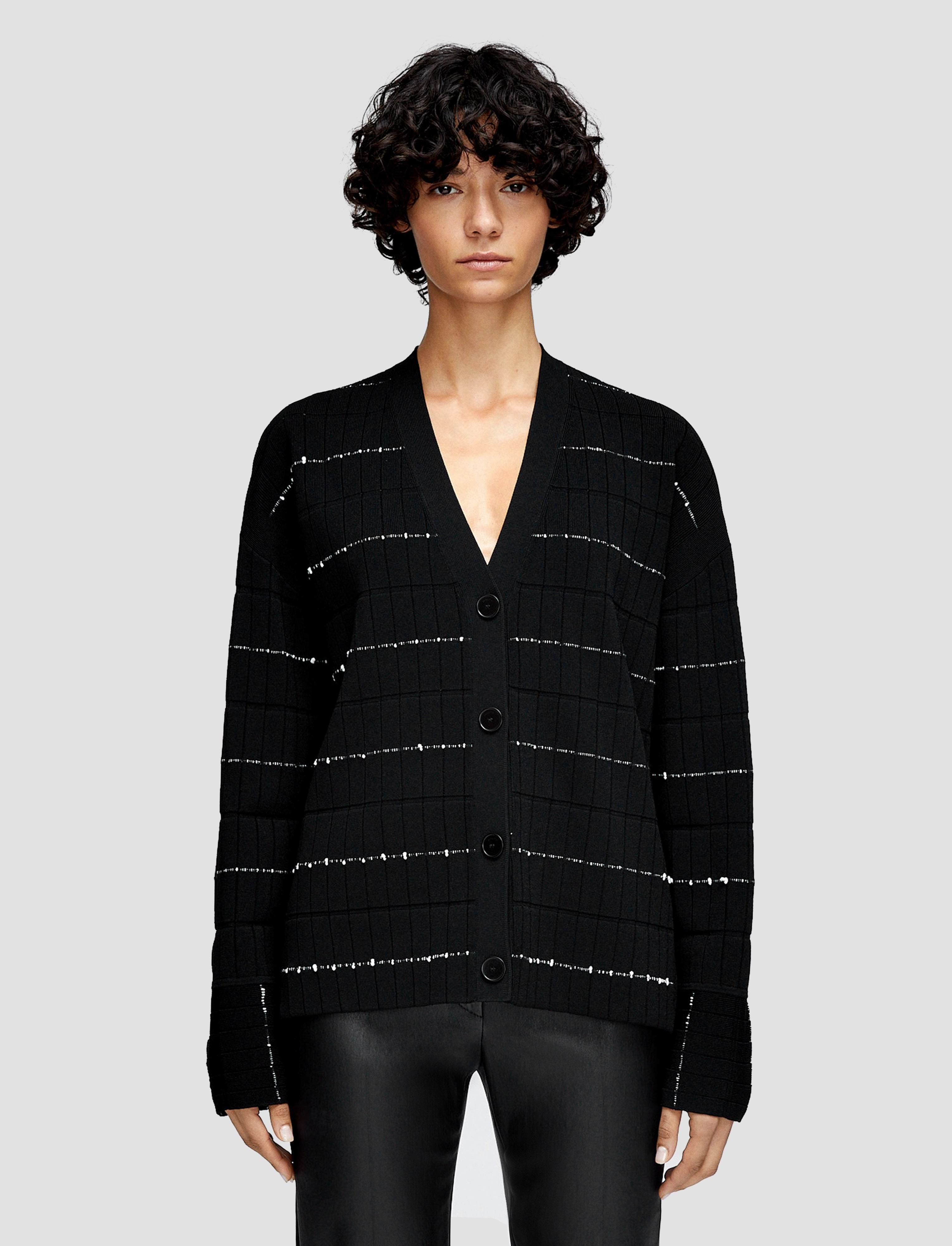 Low Impact Dye Fragmented Stripes Cardigan