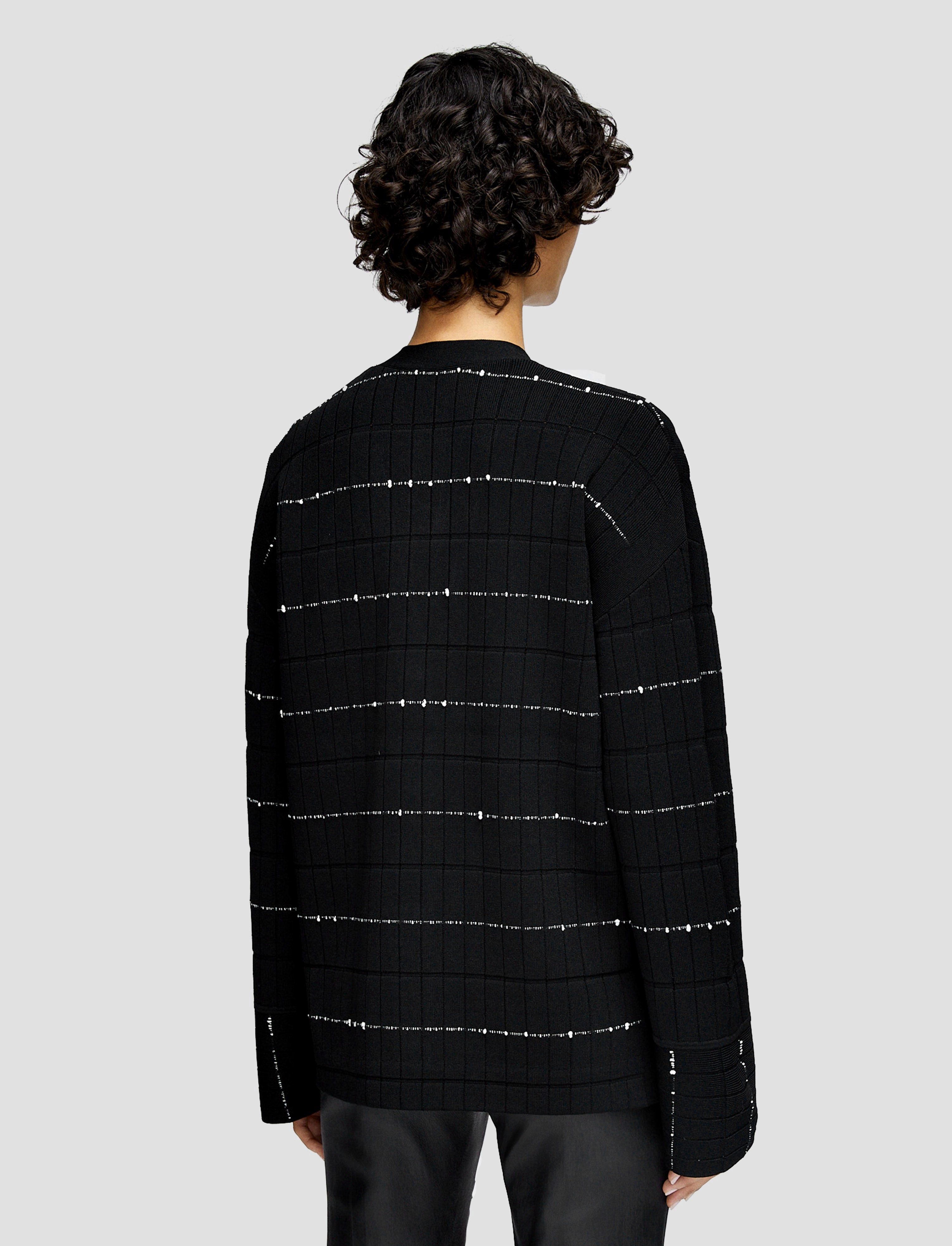 Fragmented Stripes Cardigan Friction Resistant Edging Ribbed Edging