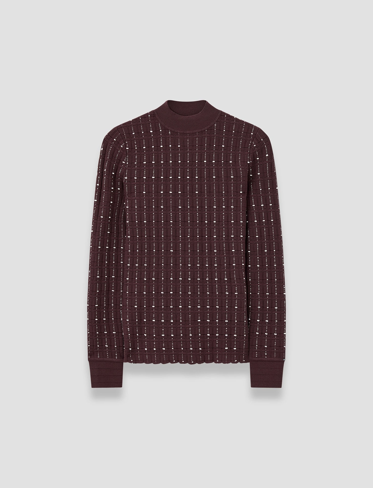 Reversible Seamless Design 3D Knitting Technology Fragmented Stripes Mock Neck Top