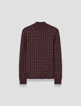 Reversible Seamless Design 3D Knitting Technology Fragmented Stripes Mock Neck Top