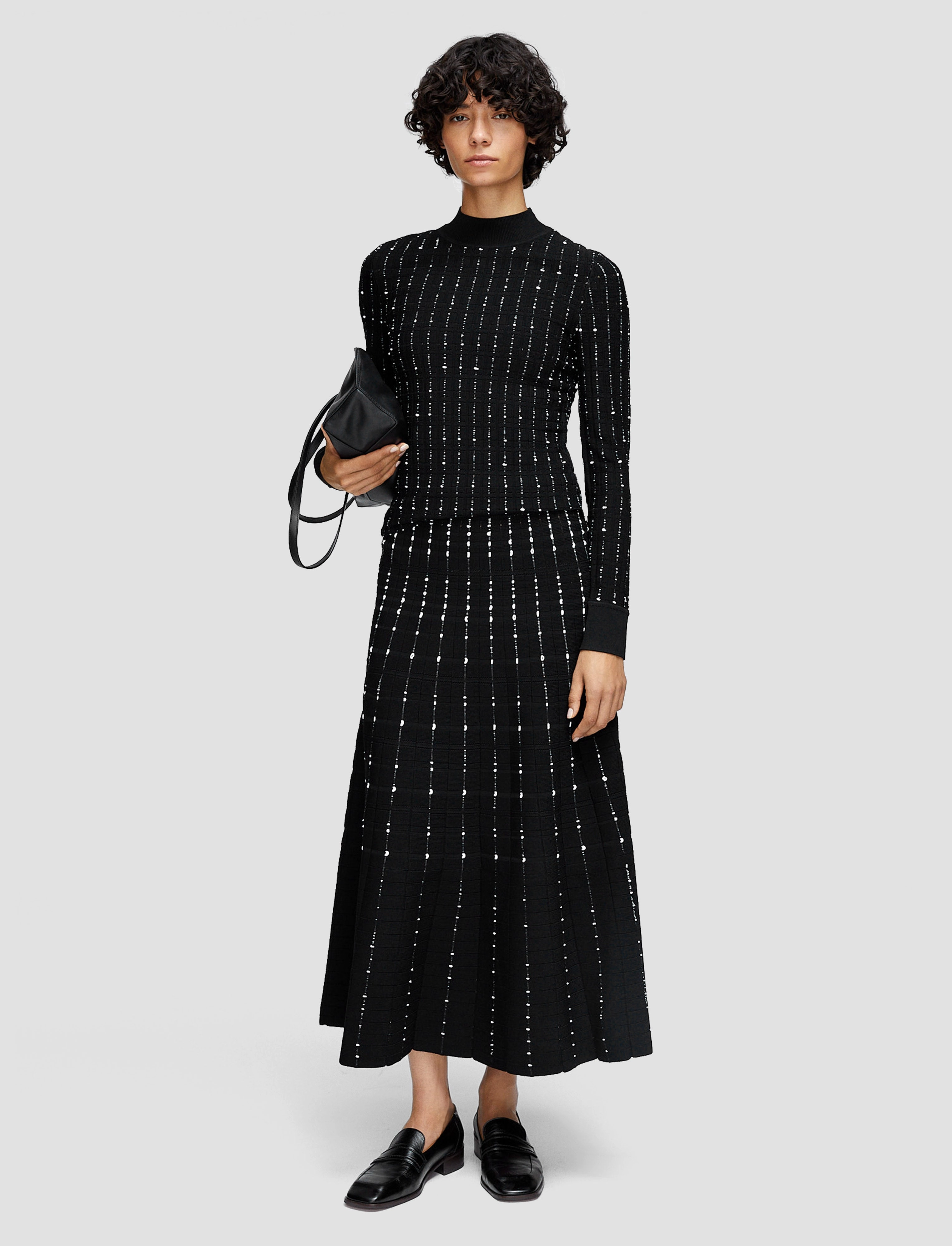 Fragmented Stripes Mock Neck Top Biodegradable material Friction Resistant