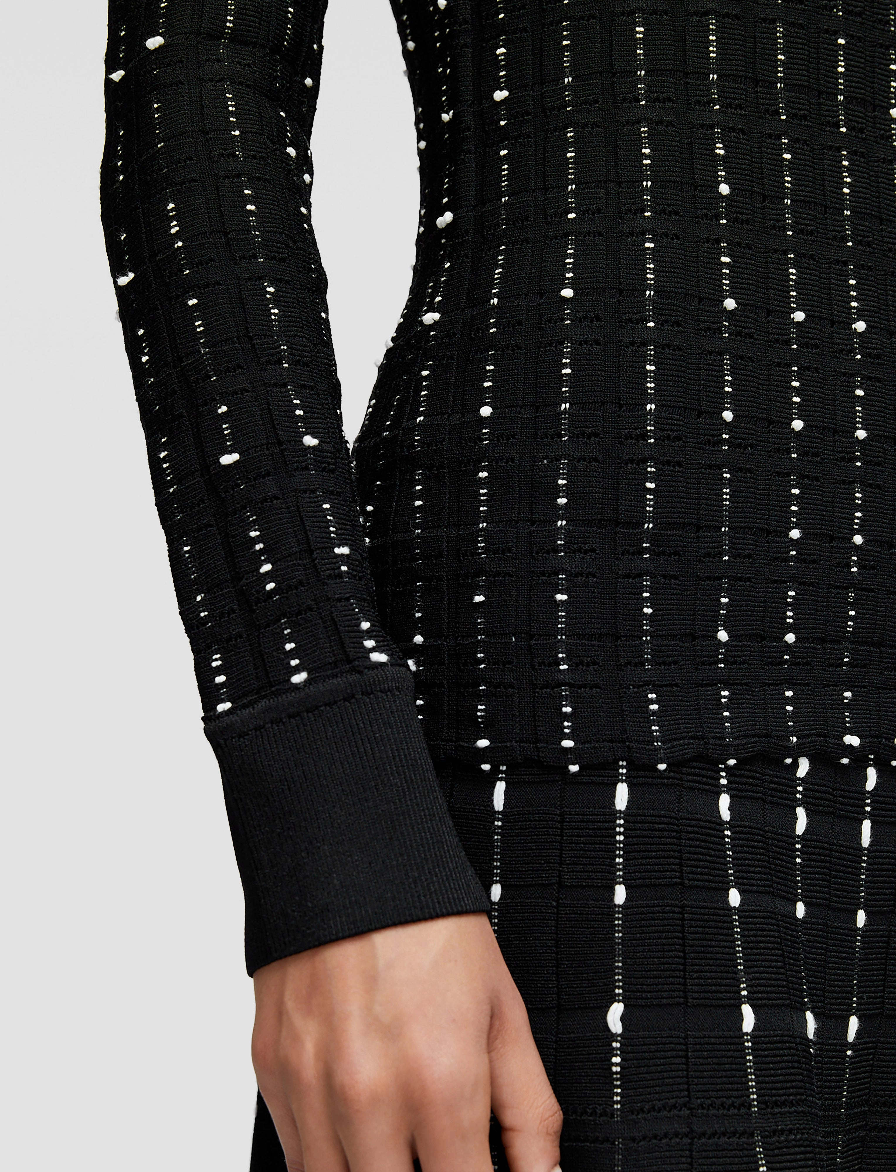 Cozy Mood Thermal Regulation Layer Fragmented Stripes Mock Neck Top