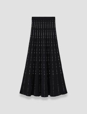 Breathable Mesh Paneling Ribbed Collar Detail Fragmented Stripes Skirt