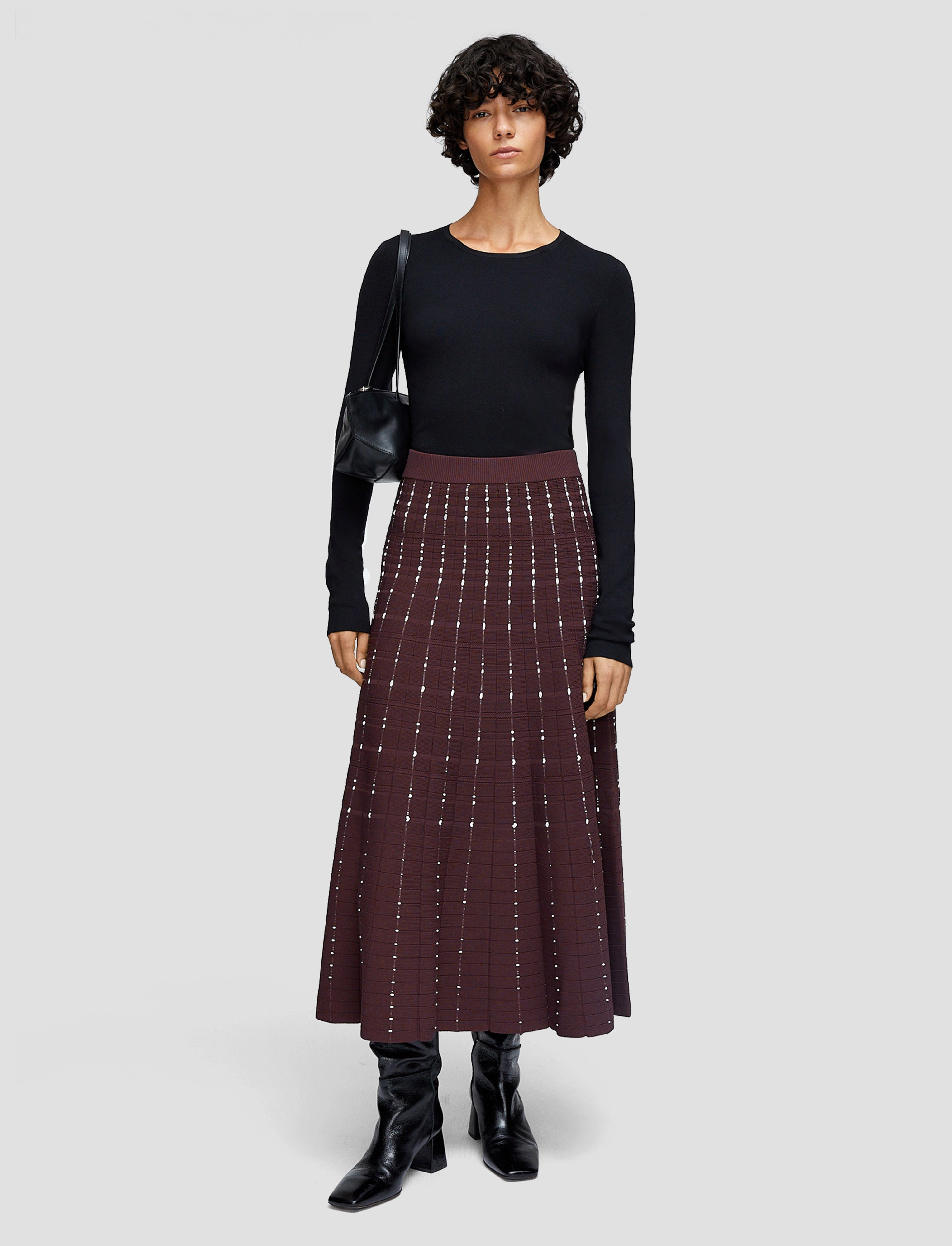 Brushed Inner Eco Dyeing Method Fragmented Stripes Skirt