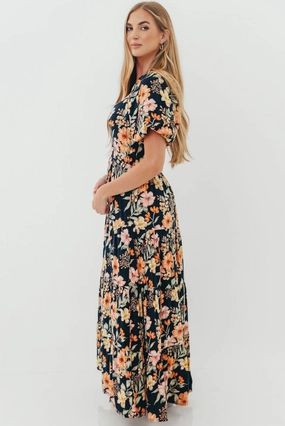 Francine Maxi Dress in Midnight Floral Functional Fit