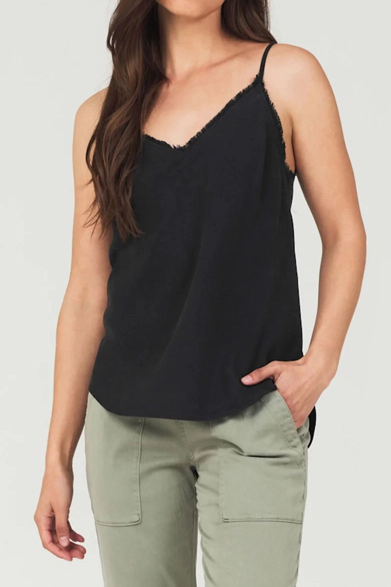 Frayed Cami Fitted Blouse Simple Pullover