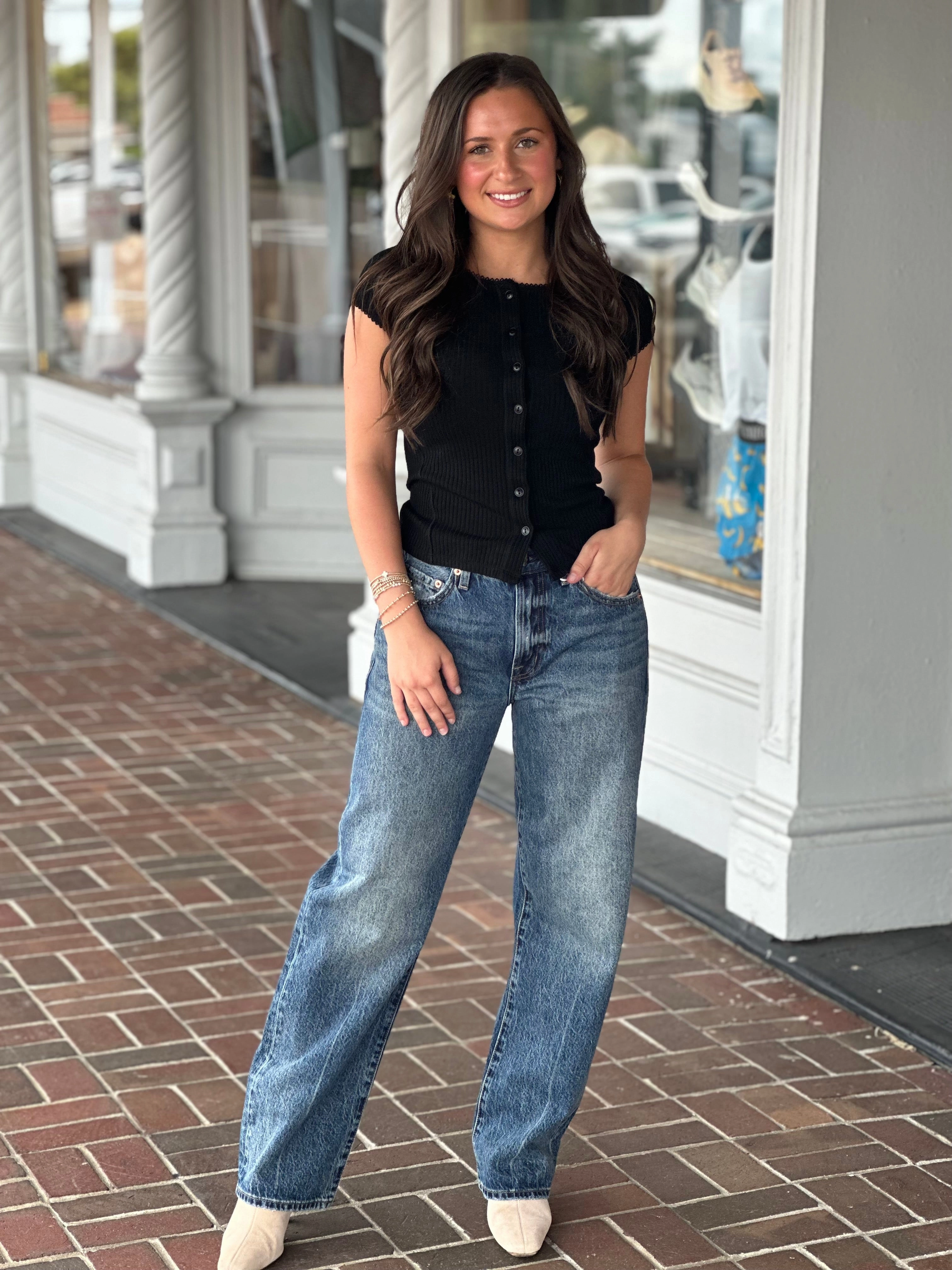 Clean Silhouette Windproof Closure Free People Most Wanted Cardi in Black