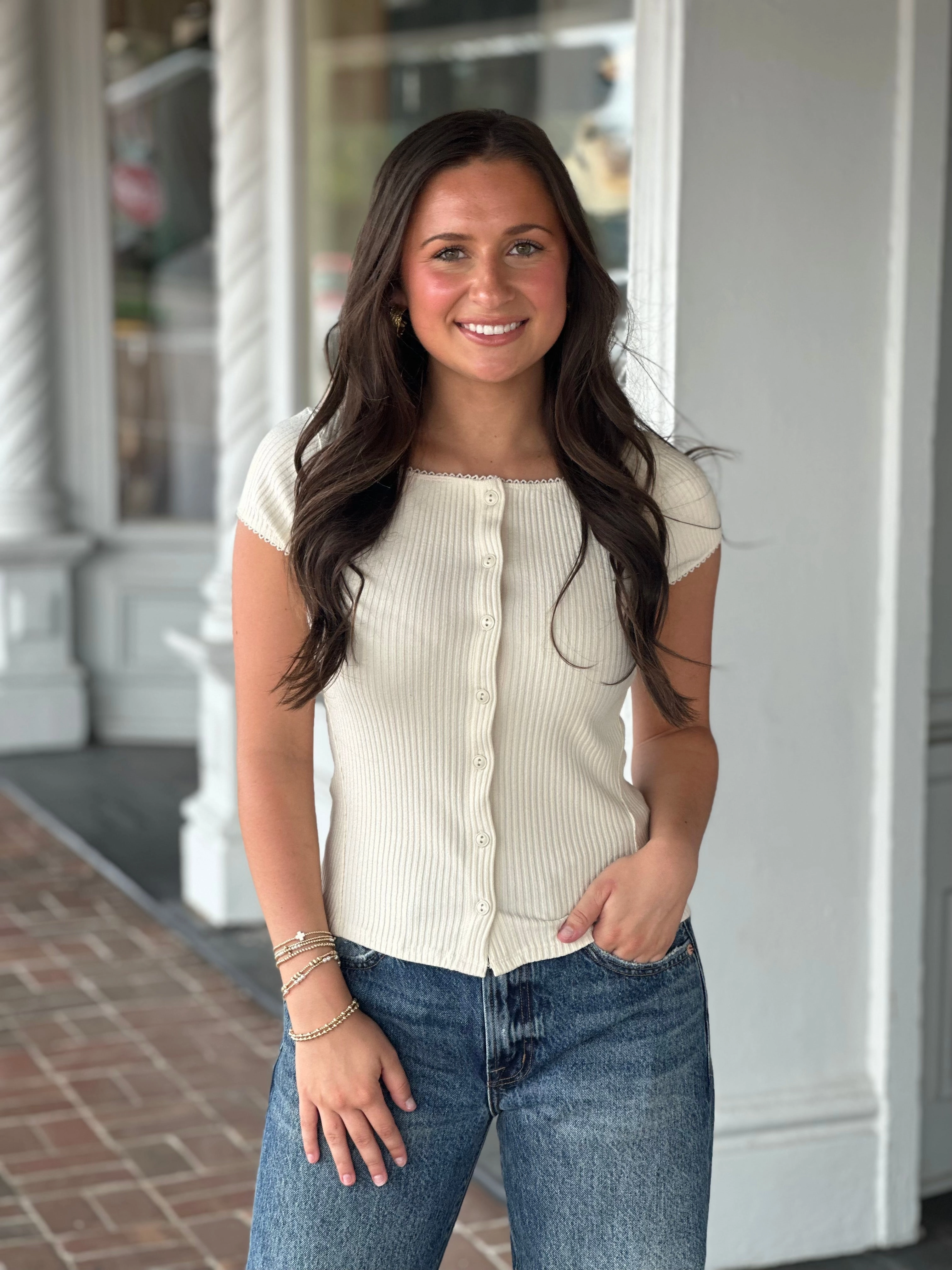 Free People Most Wanted Cardi in Ivory Subtle Color Tone