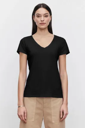 Casual Layer Look Lilith Cotton Slub V-Neck Tee