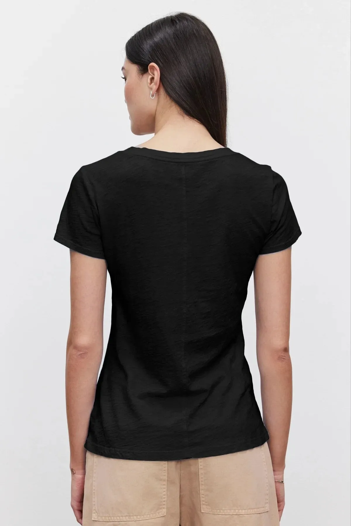 Lilith Cotton Slub V-Neck Tee Temperature Regulating Fabric SustainableManufacturing