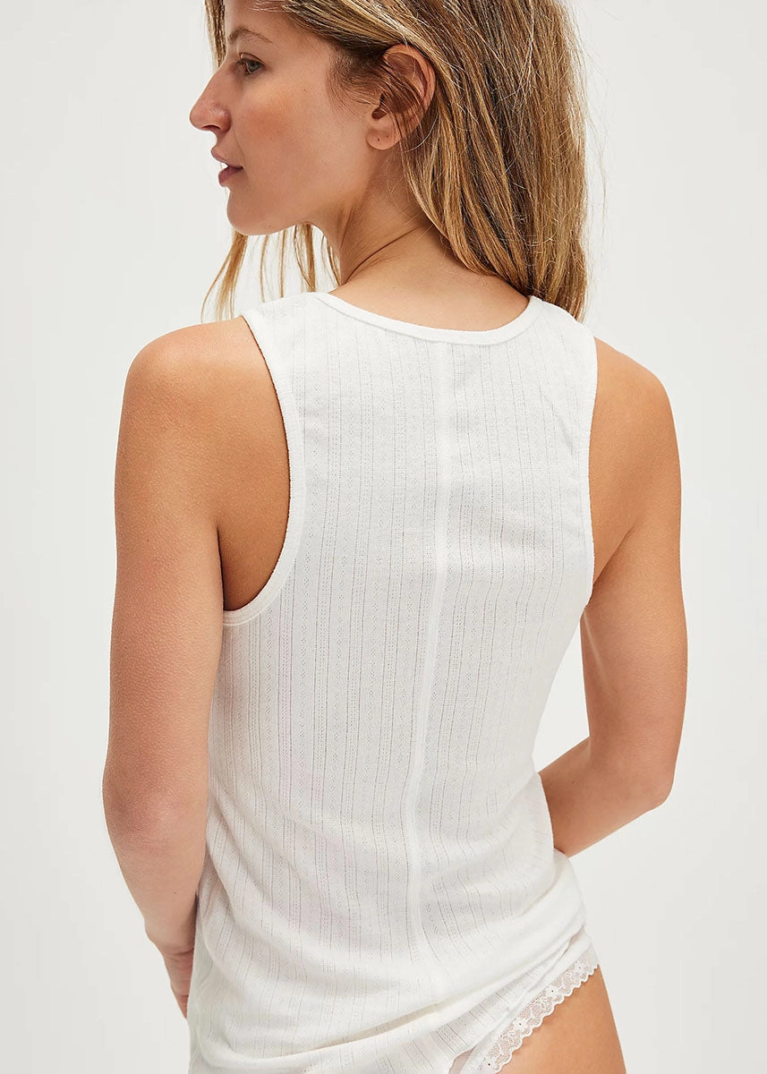 Non Restrictive Cut Fresh In Love Tank - Ivory