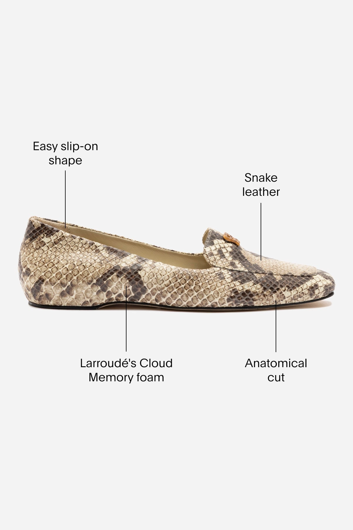 Calm Pace Street Grip Larroud x CPPXO Loafer In Neutral Snake Leather