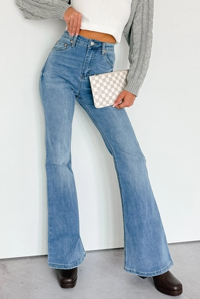 Lane Denim Signature 8 Flare Jeans (Medium Wash) Evening Stroll Weekend Getaway Professional Wear Weekend Warrior