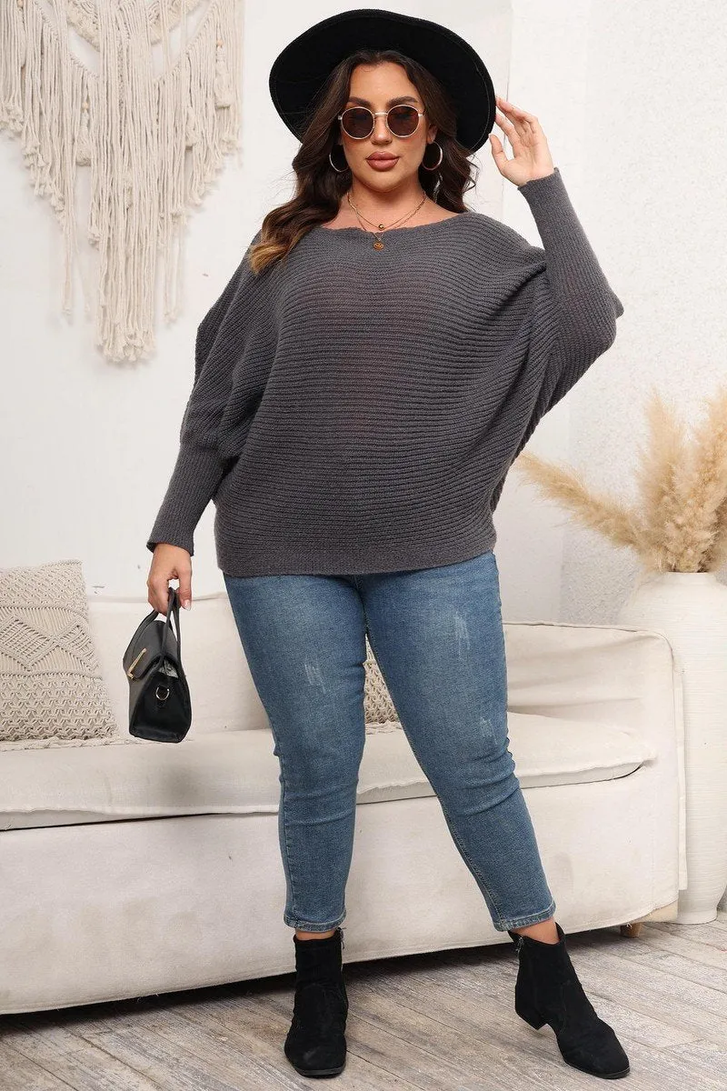 WOMEN PLUS SIZE LOOSE FIT OVERSIZED KNIT SWEATER Seasonal Layers Functional Fashion