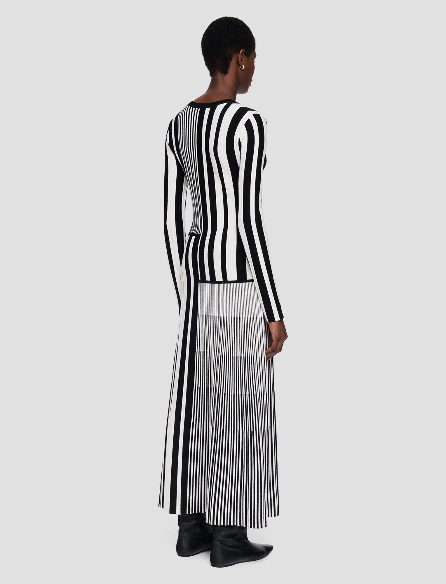 Durable Stitching Mild Weather Stripes and Pleats Dress