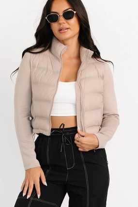 starlight Packable option Frost Bound Scuba Sleeve Puffer Jacket (Taupe)