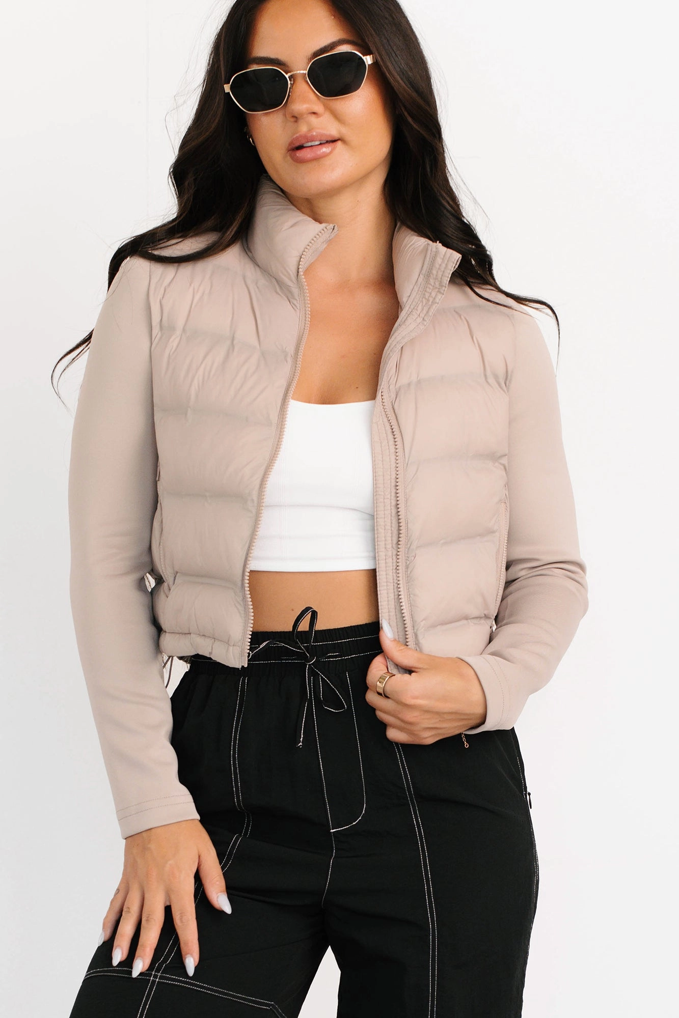 starlight Packable option Frost Bound Scuba Sleeve Puffer Jacket (Taupe)