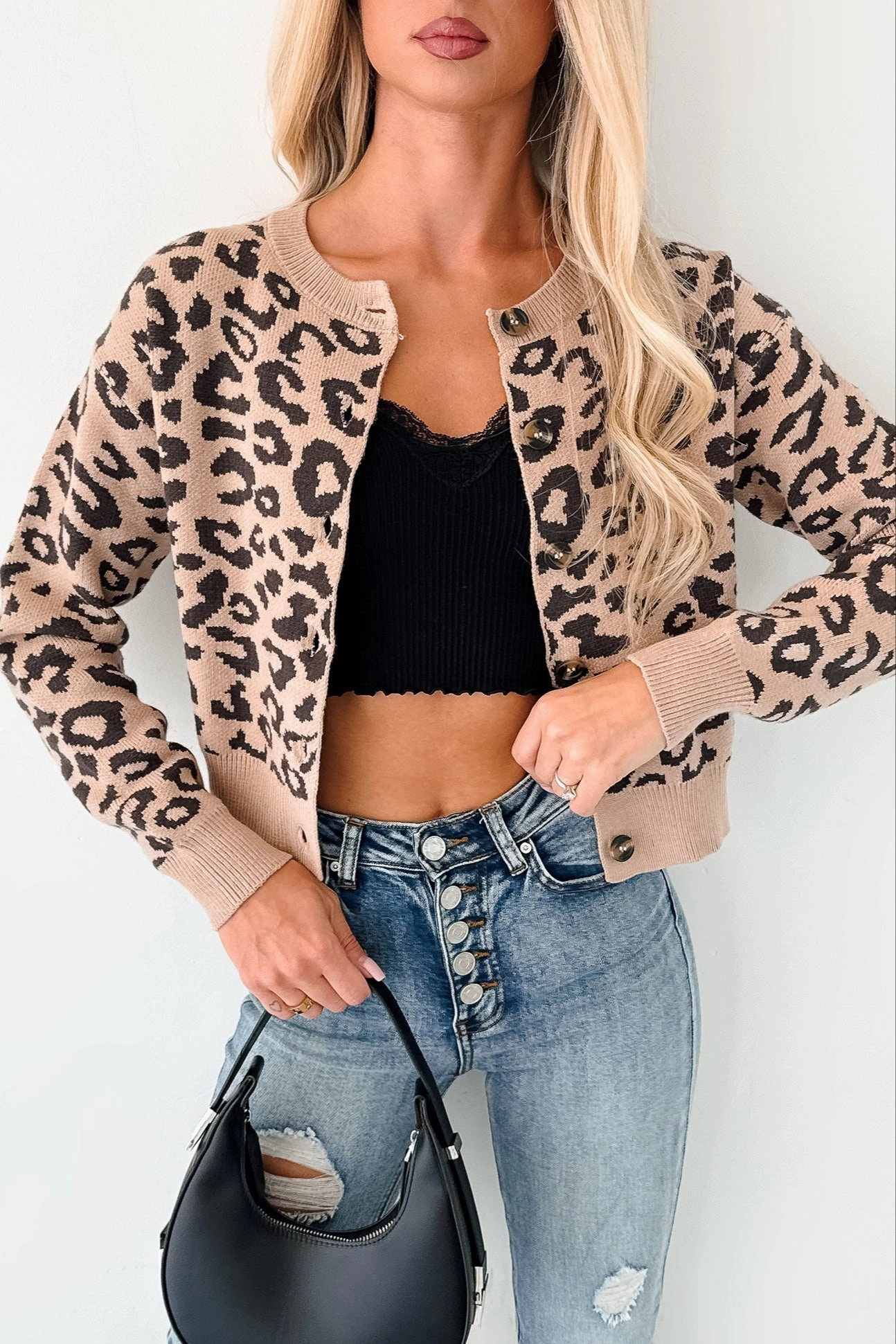 Tech Use Wildly Lovely Leopard Print Cardigan (Khaki/Brown)