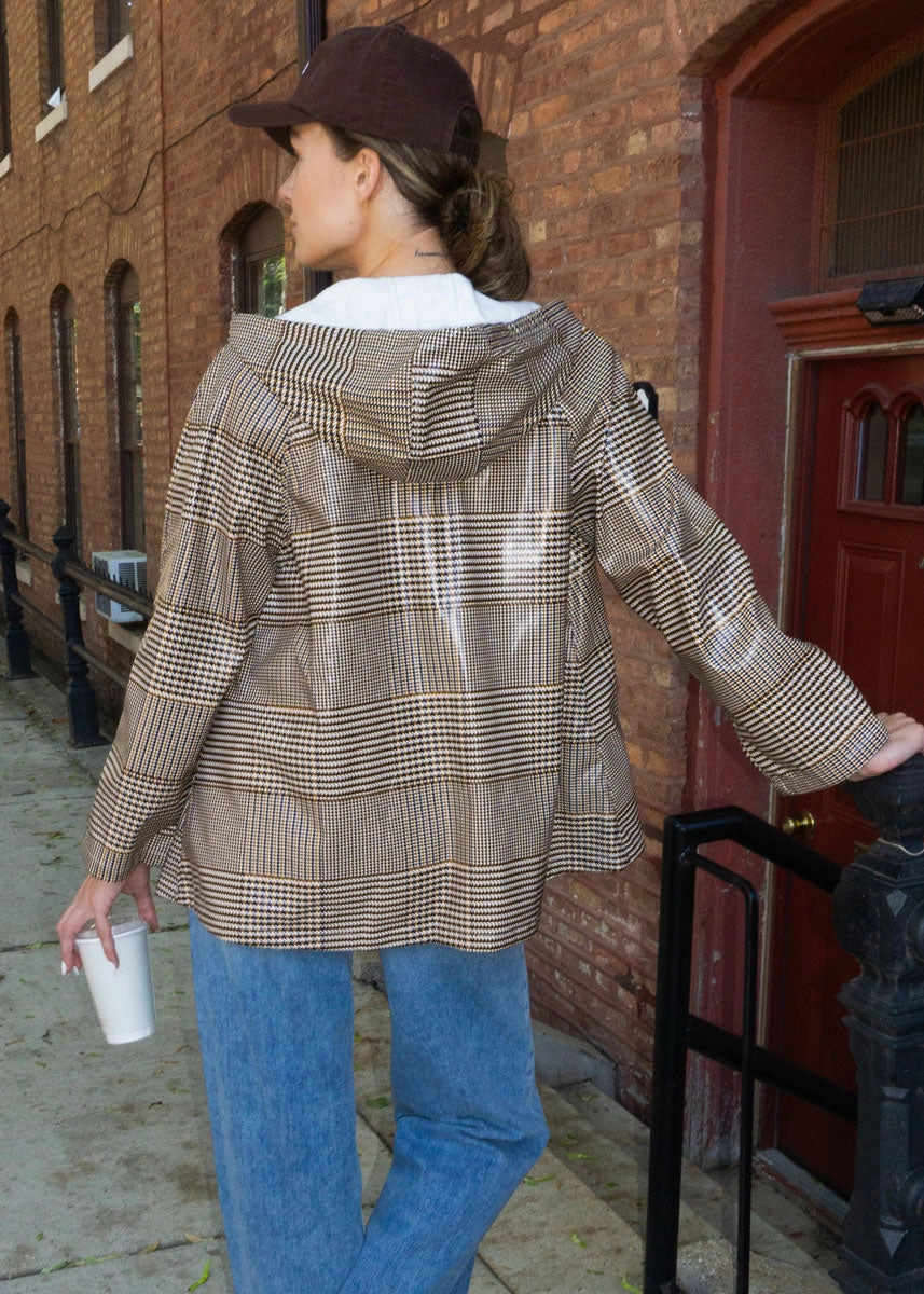 Anti Pill Surface Flexible Articulated Elbows Jesse Raincoat - Houndstooth
