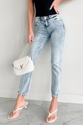 Relaxed Thigh Cut Gabe Kancan High Rise Slim Straight Jeans (Light)