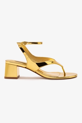 Breathable mesh lining Gaia Block Sandal In Gold Specchio
