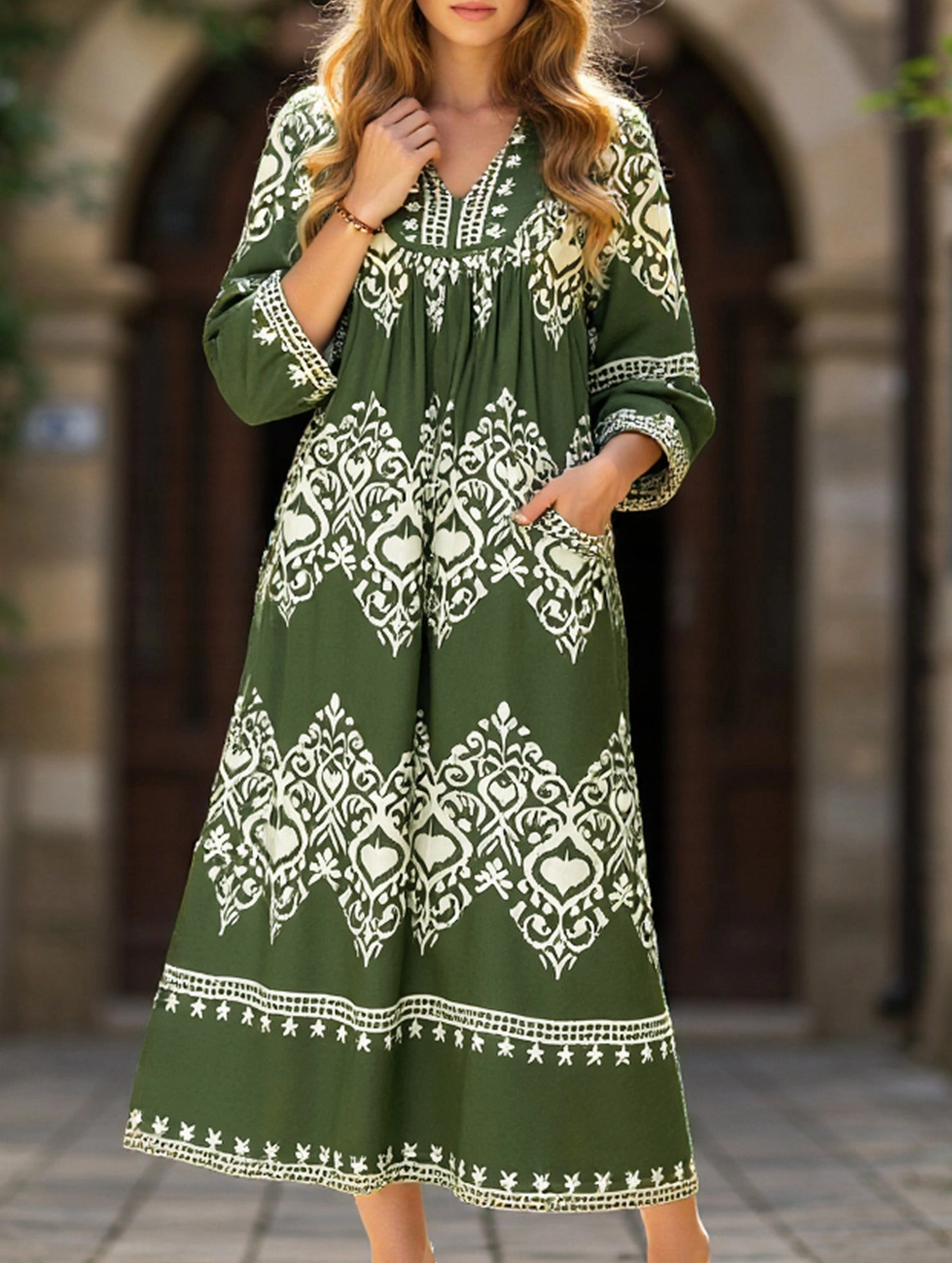 Trendy Fit Ethnic style geometric print loose dress