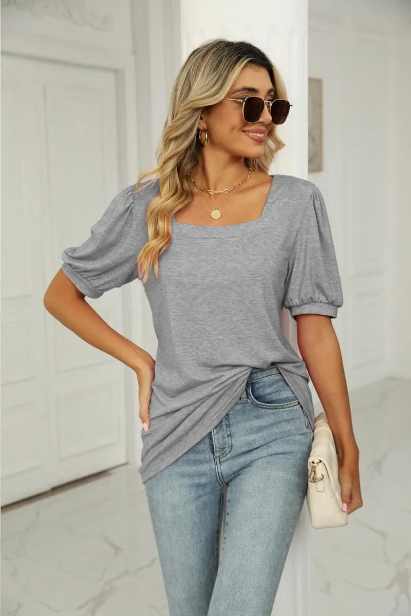 Skin Friendly Lining SQUARED NECKLINES RUFFLED LOOSE TEES