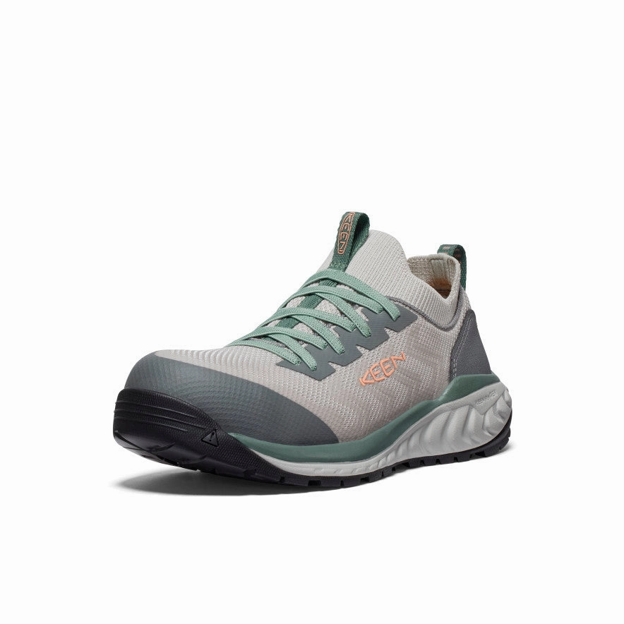 Women's Arvada Shift Work Sneaker (Carbon Toe)  |  Steel Grey/Granite Green High Quality Slip On Slip Fit Shoes