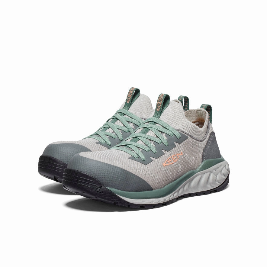 Travel Shoes Quick Style Fit Women's Arvada Shift Work Sneaker (Carbon Toe)  |  Steel Grey/Granite Green